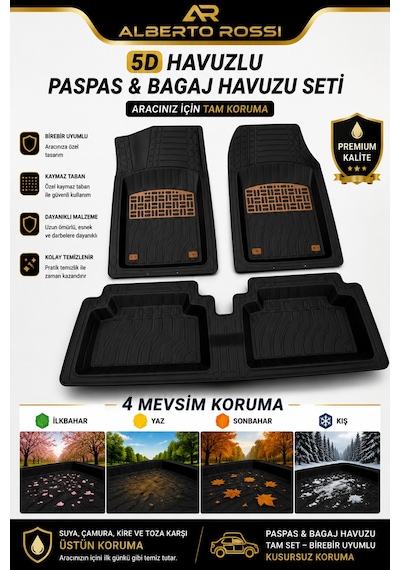 Renault Fluance 2009+ Uyumlu Araca Özel 3d Bagaj Havuzu Ve Paspas Joker Ahşap