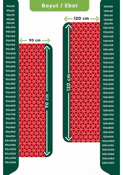 Hortumtech Zmat Yıldız Paspas Kaydırmaz Pvc Islak Zemin Duş Havuz Su Tahliyesi 5 Mm - Kırmızı 120 X 350 Cm