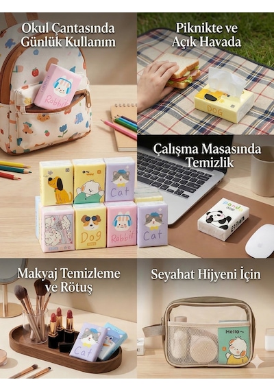 3'lü Mini Çanta Hijyen Seti - Sihirli Sabun + Islak Mendil + Cep Mendili Karışık Gönderim