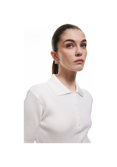 Koton Kısa Kollu Düğmeli Polo Yaka Triko Kazak Ekru 5sak90067ht Ekru
