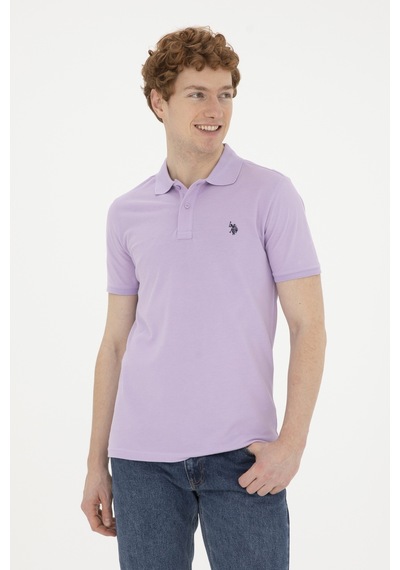 U.S. Polo Assn. Erkek Slim Fit Polo Yaka Lila Basic Tişört 50279573-VR034