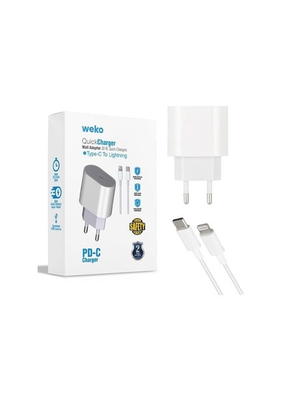 Weko Wk-21443 Pd-c 20 Watt Telefon Şarj Adaptörü + Type-c To Lightning Kablo