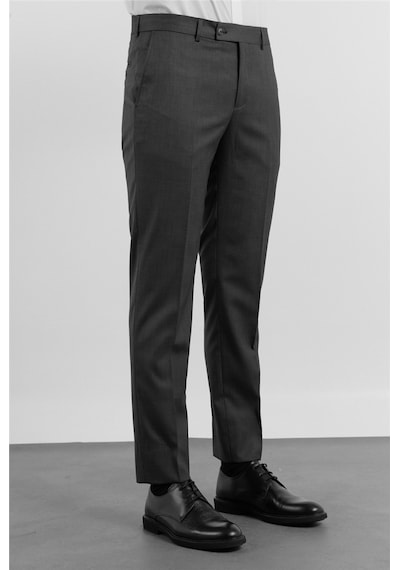İmza Kahverengi - Bej Yan Cep Kendinden Desenli Comfort Fit Classic Pantolon 1003255177