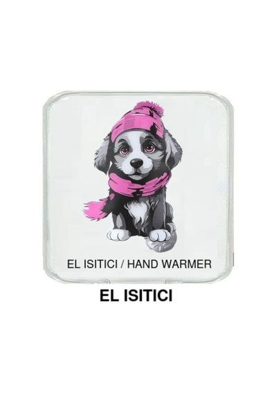 Kırmızı Bereli Köpek Cep Sobası,el Isıtıcı,sıcak Su Torbası Pvc 10x9,5cm Beyaz