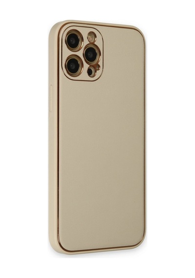 Apple iPhone Uyumlu 12 Pro Kılıf Coco Deri Silikon Kapak - Gold Altın