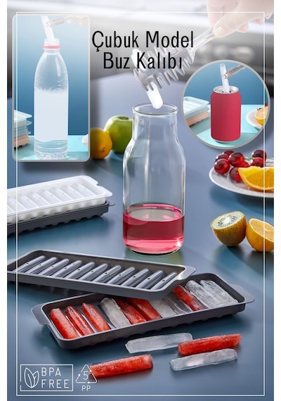 11 Bölmeli Çubuk Model Buz Kalıbı - Antrasit Antrasit