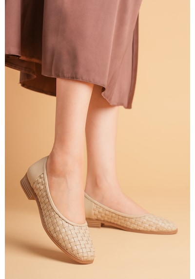 Analin Shoes Kadın Hakiki Deri Örgü Detaylı Babet Bej Analin Shoes Kadın Hakiki Deri Örgü Detaylı Babet Bej