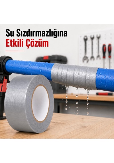 Gri Tamir Ve İzolasyon Bandı 48mm 10mt Suya Dayanıklı Duct Tape Sırdırmazlık Bandı 1 Adet