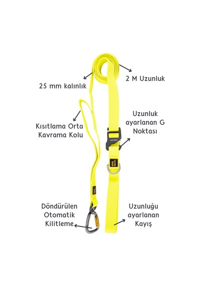 Interlaken Su Geçirmez Güçlü Kancalı Sarı Köpek Gezdirme Kayışı Sarı 2 M Sarı