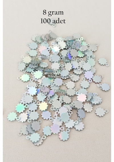 Oya Abiye Bileklik Kolye Pleksi Metalik Plastik Pul Gümüş Renk 8 Gram 100 Adet - Bnc518