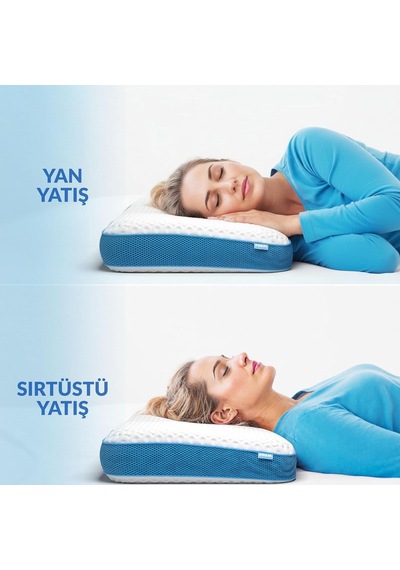 ' Tombik Masajlı Visco Yastık - Boyun Düzleşmesi, Boyun Fıtığı - Ortopedik Boyun Yastığı, 60 X 40 X 13, Siyah