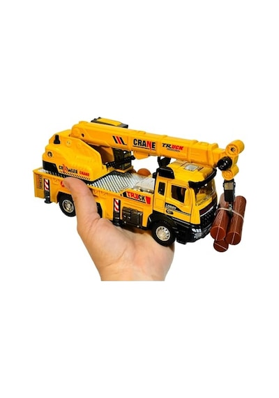 Oyuncak Sesli Ve Işıklı Metal 1:28 Ölçek Çek Bırak İnşaat Araçları Kapıları Açılabilen Die Cast Model İş Makinaları Vinç-1