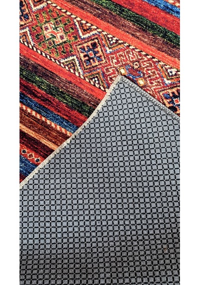 Dekoratif Dijital Baskı Pamuklu Kaymaz Taban Kilim 1028 Lacasa Bordo
