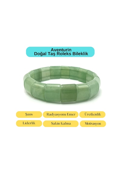 Sertifikalı Aventurin Doğal Taş Roleks Bileklik Yeşil