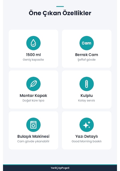 Yuvarlak Mantar Kapaklı Sürahi - 1,5 L - Cam