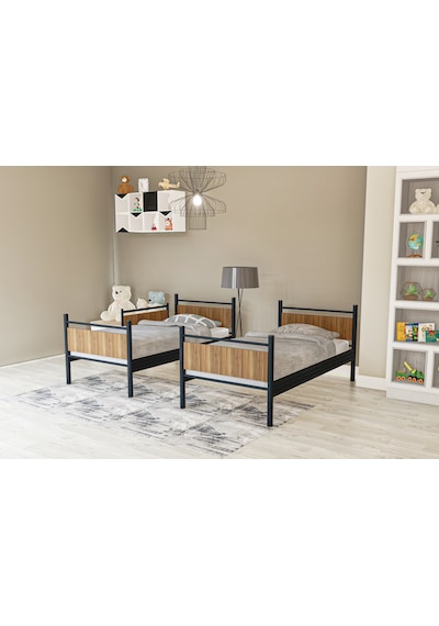 Metalia Gm 128 Star Ahşap Metal Ranza Siyah-Ceviz