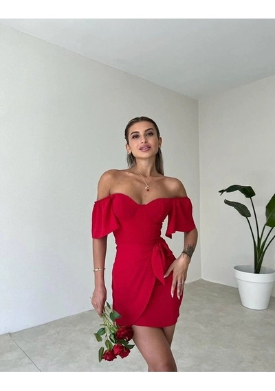 Fashion Cocktail Yaprak Kol Önden Bağlamalı Göğüs Pedli Mini Kokteyl Davet Gece Elbisesi Mercan Fashion Cocktail Yaprak Kol Önden Bağlamalı Göğüs Pedli Mini Kokteyl Davet Gece Elbisesi Mercan