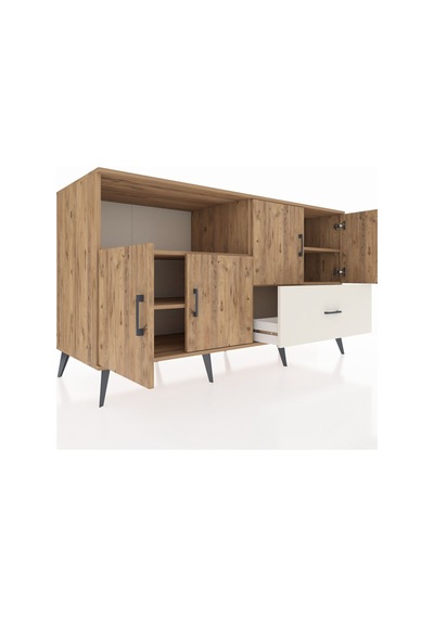Kronos Konsol 4 Raflı Tek Çekmeceli 4 Kapaklı 176x59x99 Çam-çam/a Çam-çam/aytaşı