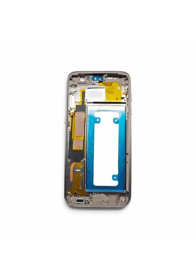 G935 Orta Kasa Galaxy S7 Edge Uyumlu Siyah Renk Orta Kasa Çerçeve + Ses Açma On Off Tuş Plastik Kamera Camı Koyu Gri Gri - Siyah