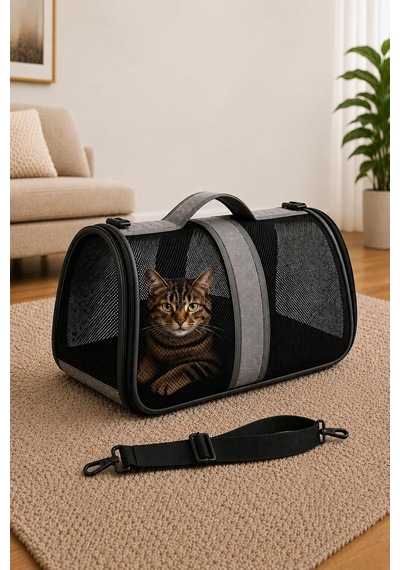 Fileli Kedi Ve Köpek Taşıma Çantası, Katlanabilir, 8 Kg, 42x25x28 Cm