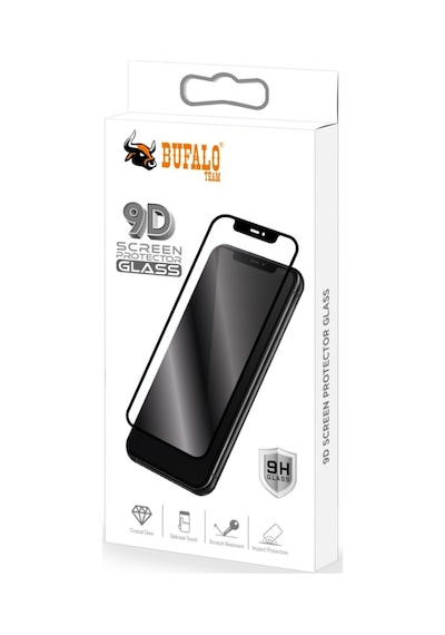 Bufalo Apple Uyumlu   iPhone Xs Max Ekran Koruyucu 9D Temperli Cam - Siyah