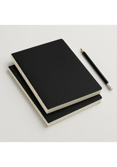 Özel Tasarım Siyah Kraft Kapaklı A4 Defter - 180 Derece Açılabilir, Sırtı Dikişli,%100 El İşçiliği, Ofis, Ok Çok Renkli