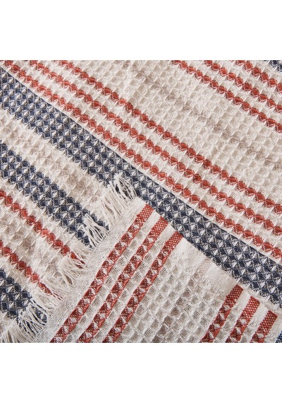 Soft Radiant Tek Kişilik Pike - Ekru / Lacivert - 160x230 Cm Renkli