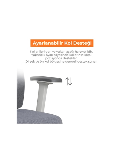 Greta Ergonomik Fileli Çalışma Koltuğu Gri&beyaz Ofis Sandalyesi Ayarlanabilir Başlık, Bel Desteği Ve Hareket Diğer