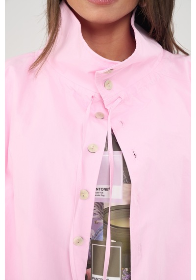 Mai Collection Liora Düğmeli Pembe Bomber Ceket