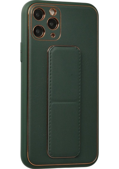 Gld-spt- Newface Apple Uyumlu iPhone 11 Pro Kılıf Coco Deri Standlı Kapak - Yeşil