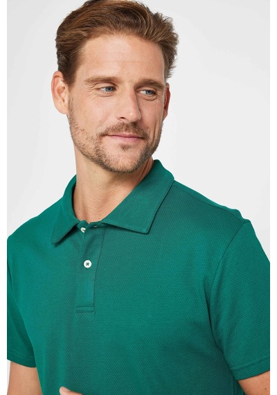 Tudors Erkek Slim Fit Dar Kesim %100 Pamuk Desenli Yeşil Polo Yaka Tişört-29684-yesıl Yeşil