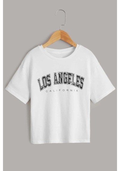 Uyguntarz Çocuk Los Angles Pamuklu Tshirt Beyaz