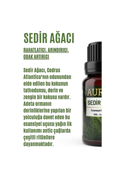 AURAN Sedir Ağacı Esansiyel Uçucu Koku Yağı Buhurdanlık Yağı 10ML