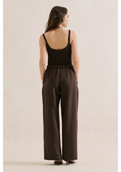 Manuka Keten Geniş Paça Pantolon Acıkahve Ss26pnt00039-23.6552