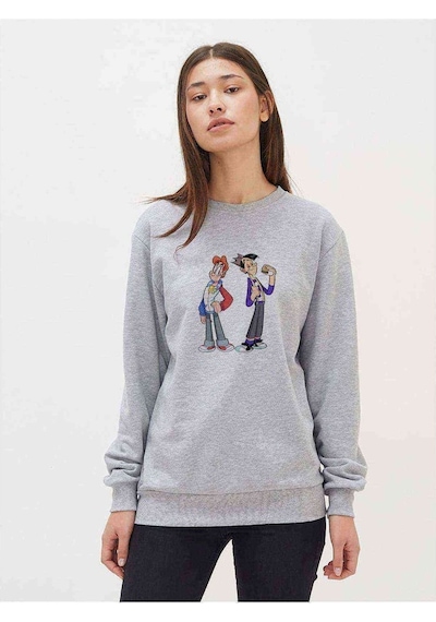 Riverdale Archie & Jughead Comic Baskılı Gri Kadın Sweatshirt
