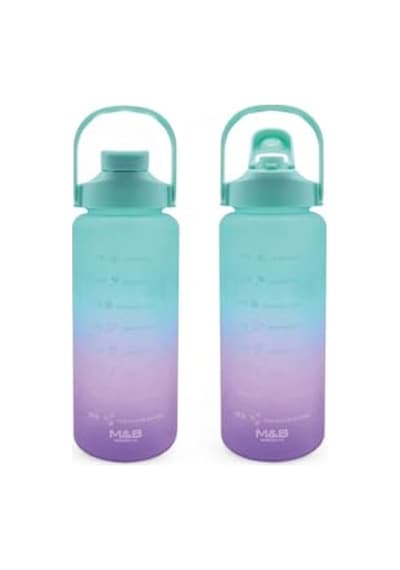 Renk 800ml Kaydırmaz Silikon Gövde Rahat Içim-pipetsiz- Motivasyon Su Matarası Çok Renkli