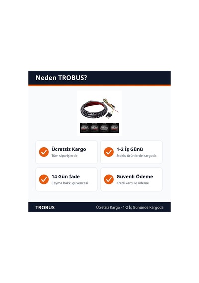 Trobus Bagaj Altı Kayan Led Sinyal Stop Park Off Road 4x4 150 Cm Kırmızı Beyaz