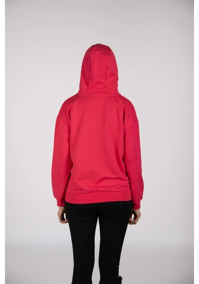 Defys Defy S Kadın Oversize Kapüşonlu Fermuarlı Cepli Sweatshirt Fuşya - 527346818 Fuşya