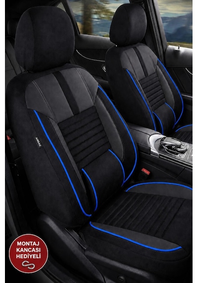 Fiat Linea Shadow Mavi Tay Tüyü Oto Koltuk Kılıfı Tam Set-kolay Montaj-terletmez-ortopedik 2007-2012