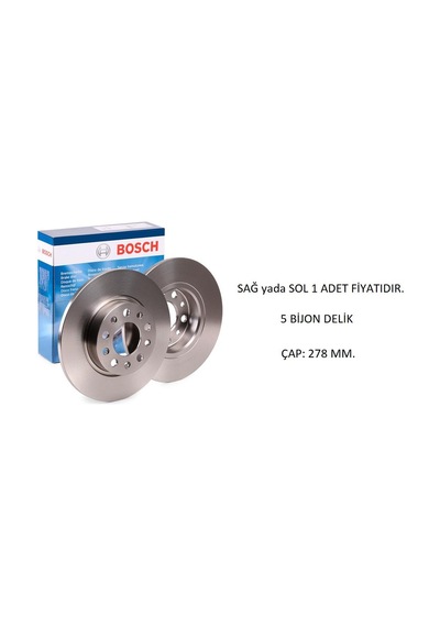 Arka Fren Disk Renegade Off-road Compass 2016+ 500x Giulietta 2010+ 159 Brera 51760273 0986479292 Bosch
