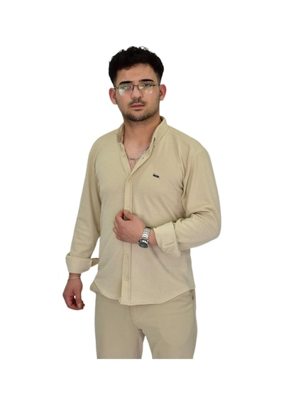 Erkek Likralı Spor Silim Fit Gömlek Bgl-st04333 Bej