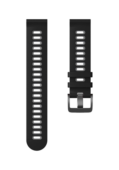 Pace İle Uyumlu 22mm Spor Silikon Kordon, Delikli, Siyah-gri
