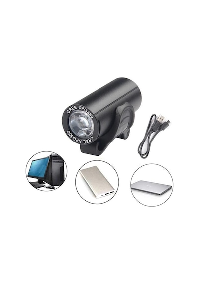 Forte Gt 350 Lümen Raypal Mini Bisiklet Ön Farı Xbyc 6114 Usb Şa Siyah