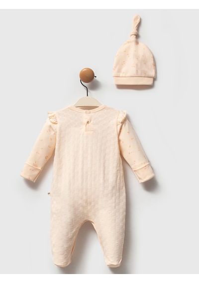 Moi Noi Baby Moi Noi 2li Şapkalı Fırfırlı Tulum - Pudra Somon