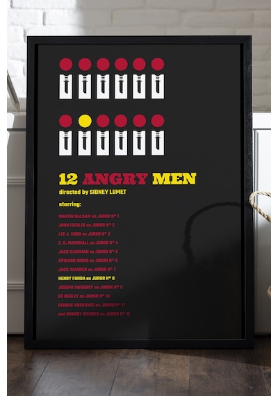 12 Sinirli Adam Siyah Ahşap Çerçeveli Poster, Dekoratif Film Duvar Tablosu
