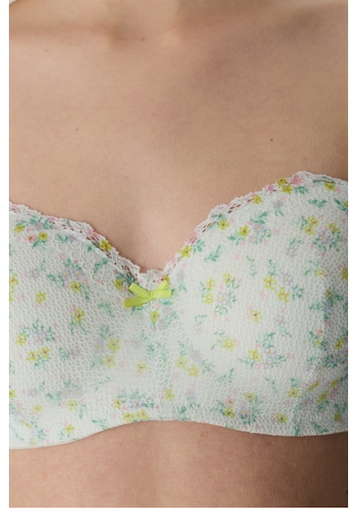 Penti Açık Mint Lotus Straplez Floral Balenli Sütyen