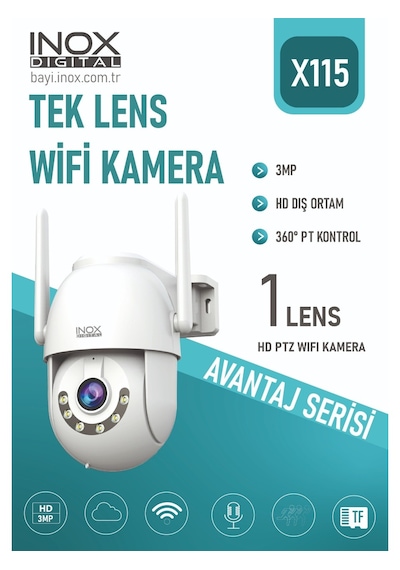 Inox X115 Tek Lens Dış Ortam Wifi Kamera 3 Mp Akıllı Wi-fi Güvenlik Kamerası