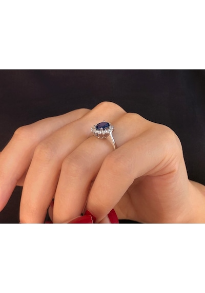 Sirius Pırlanta Ve Oval Safir Taşlı Anturaj Yüzük 0817R0099