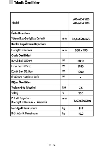 Vestel AO-6104 YRS Ankastre Ocak