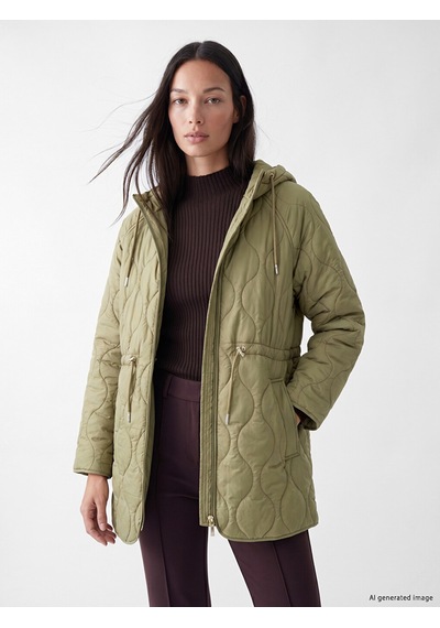 Lcw Everyday Haki Kapüşonlu Oversize Kadın Şişme Mont